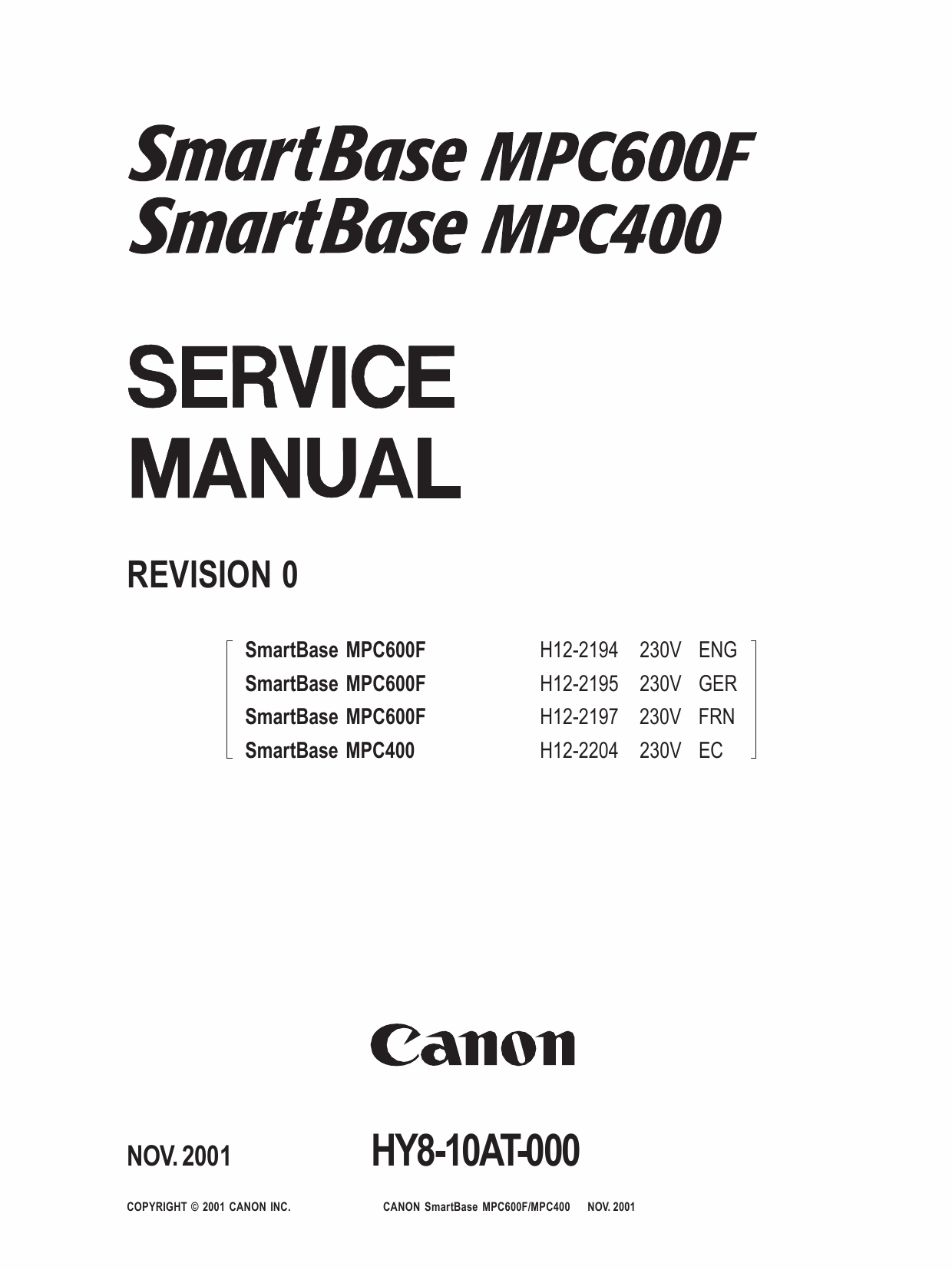 Canon SmartBase MPC400 600F Service Manual-1